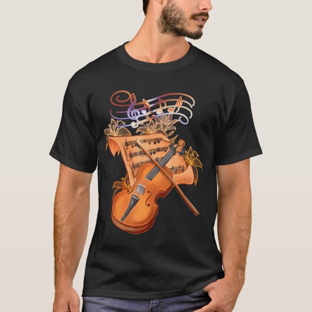 Camiseta Violino e Nota Musical engraçada (Frente)