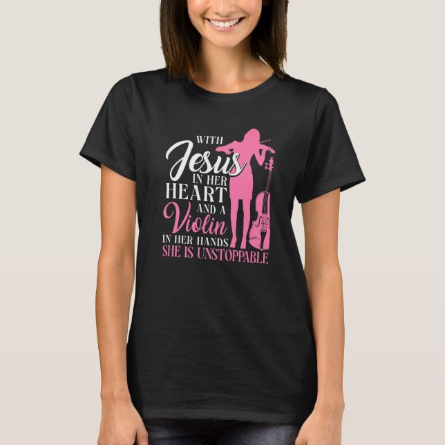 Camiseta Violino Jesus Faith Christian, Violino, com Jesus (Frente)