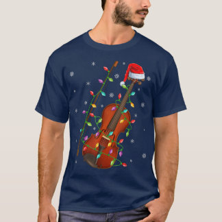 Camiseta Violino Music Lover Xmas Luzes Papais noeis Violin