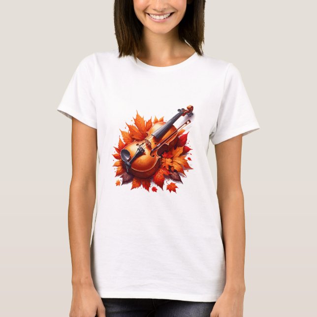 Camiseta Violino na cama de folhas (Frente)