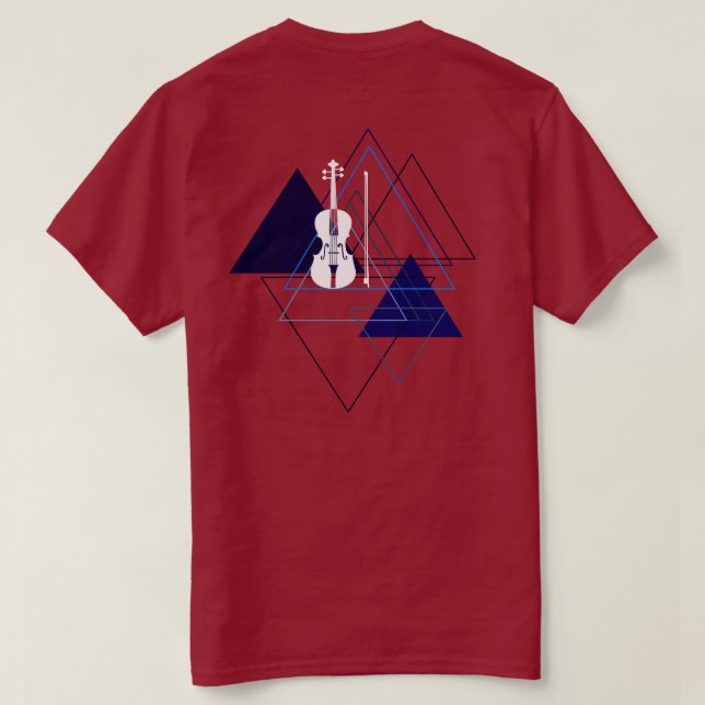 Camiseta Violino vermelho com nome mínimo e violinista mode (Verso do Design)