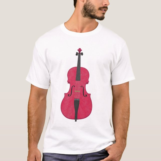 Camiseta Violino: Violino cor-de-rosa: 3d ângulo modelo #4: (Frente)