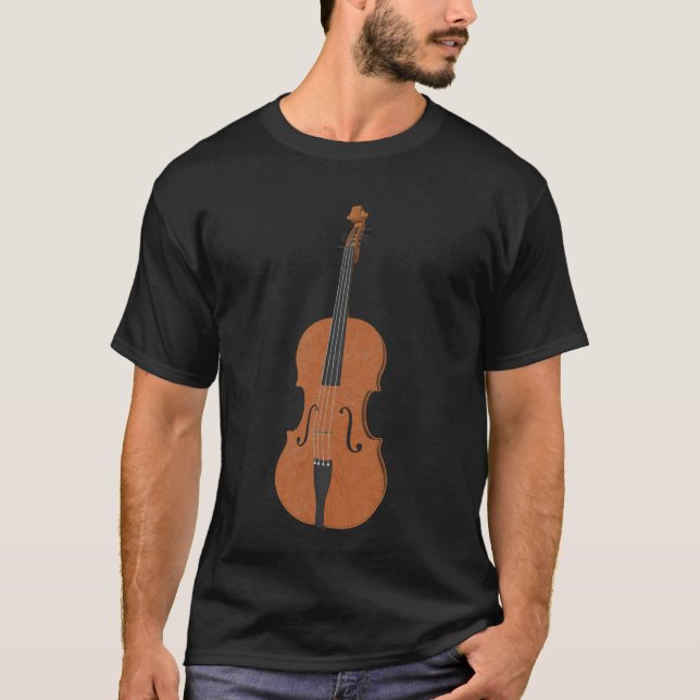 Camiseta Violino: Violino de madeira: 3d ângulo modelo #5: (Frente)