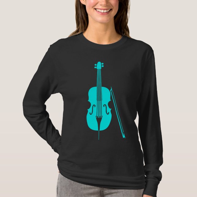 Camiseta Violoncelo - ciano (Frente)