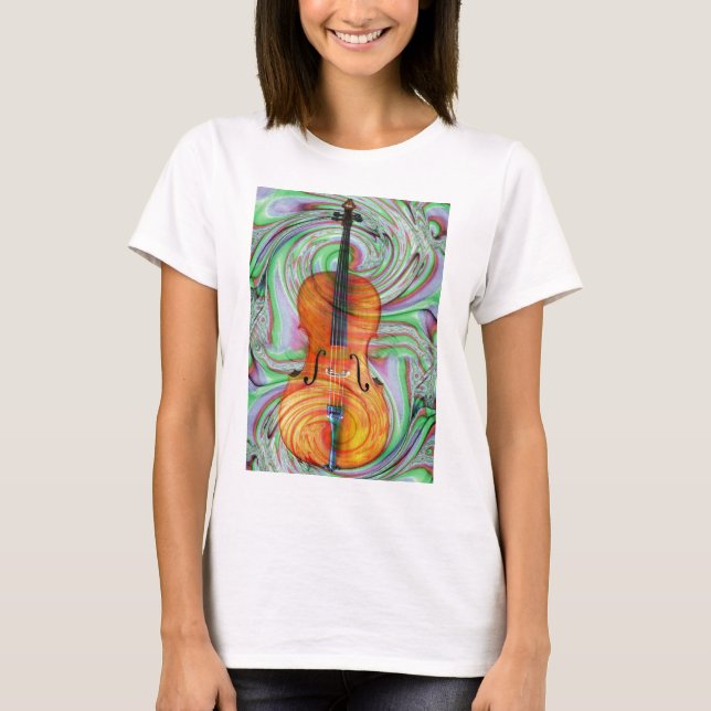 Camiseta Violoncelo psicadélico (Frente)