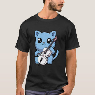 Camiseta Viotista de Gato Tocando Celista Gatinho Músicos d