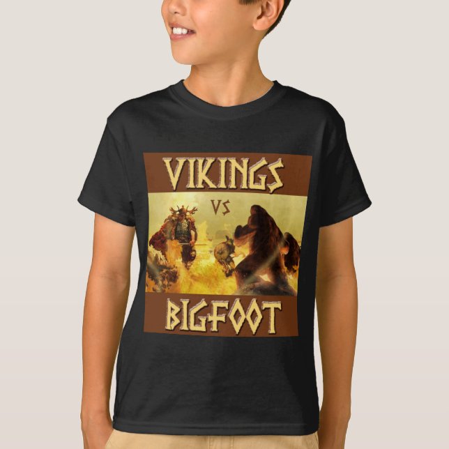 Camiseta VIQUINGUES contra BIGFOOT - fantasia engraçada (Frente)