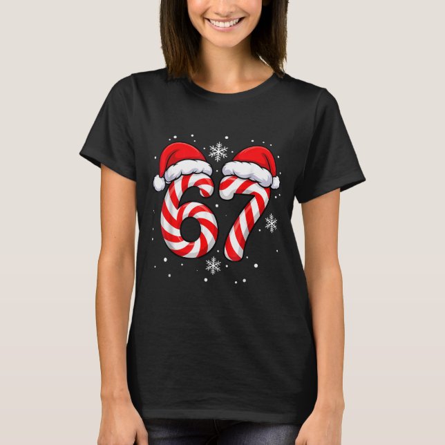 Camiseta Viral 67 Candy Canes Santa Holiday Kids Humor  (Frente)