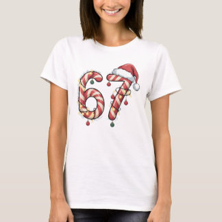 Camiseta Viral Six Seven (6-7) Candy Cane Meme Christmas