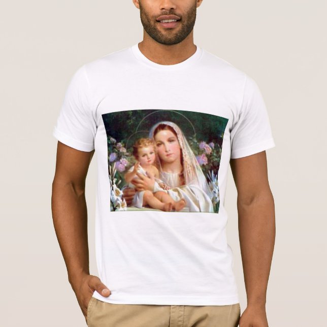 Camiseta Virgem Abençoada Maria e Criança Criança Jesus (Frente)