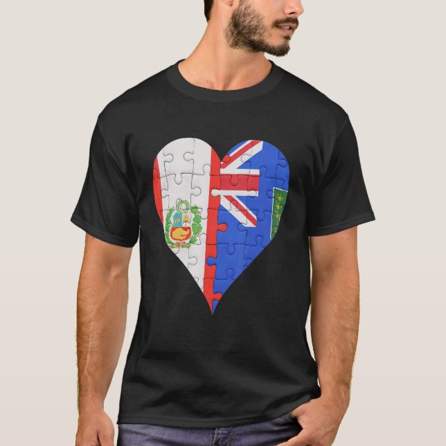 Camiseta Virgem Britânica peruana Islanders Flag Heart (Frente)