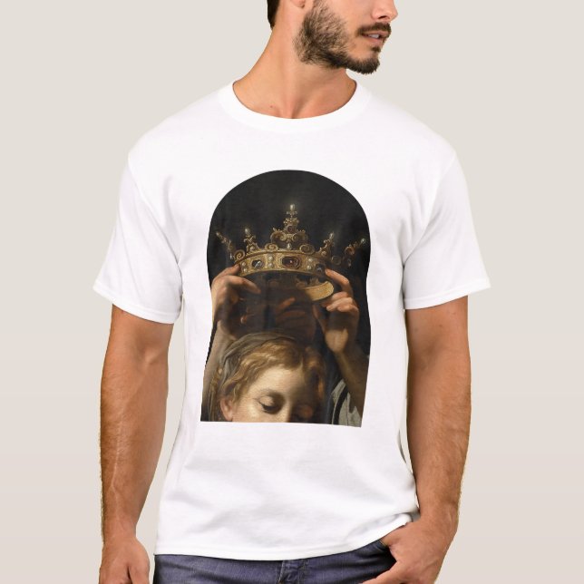 Camiseta Virgem Cavarozzi Com Anjos, Renascença Cristã Port (Frente)