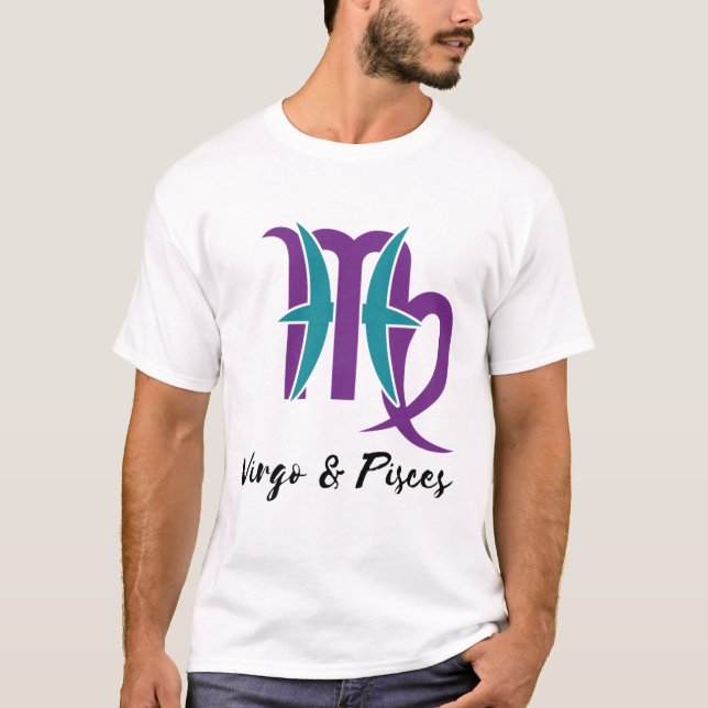 Camiseta Virgem e Casais Peixes Astrologia Zodiac (Frente)
