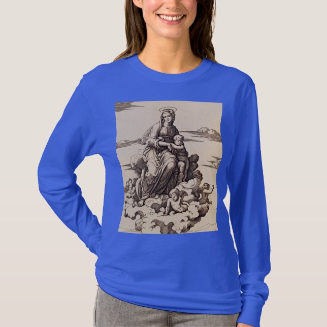 Camiseta Virgem e Menino nas Nuvens (Frente)