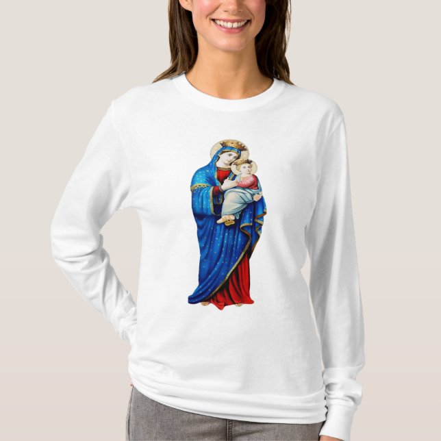 Camiseta Virgem Maria com Jesus Bebê (Frente)
