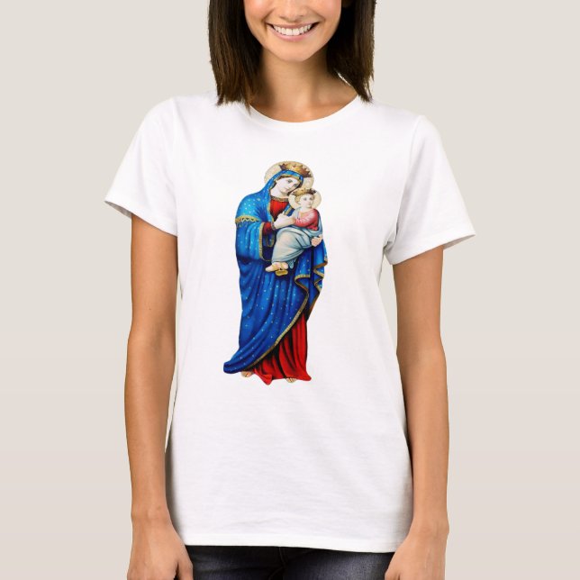 Camiseta Virgem Maria com Jesus Bebê (Frente)
