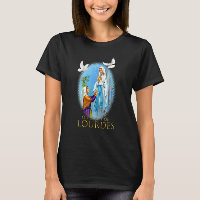 Camiseta Virgem Maria de Lourdes Nossa Senhora Cristã (Frente)