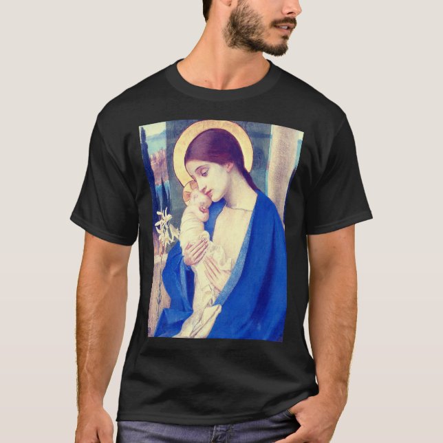 Camiseta Virgem Maria e Criança por Marianne Stokes (Frente)