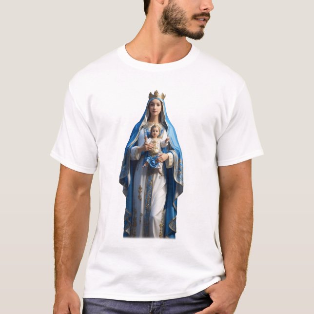 Camiseta Virgem Maria e Jesus Bebê (Frente)