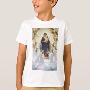 Camiseta Virgem Maria e Jesus com anjos