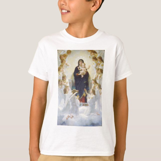 Camiseta Virgem Maria e Jesus com anjos (Frente)