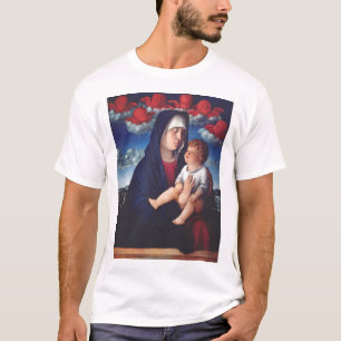 Camiseta Virgem Maria e Menino Arte Religiosa Clássica