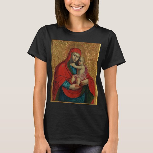 Camiseta Virgem Maria e Menino Jesus por Jan Rombauer (Frente)