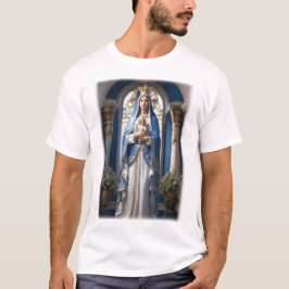 Camiseta Virgem Maria segurando Jesus bebê