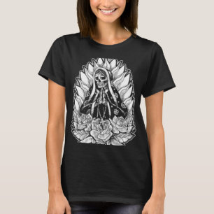 Camiseta Virgem Mary Skeleton American Tradicional Tatuagem