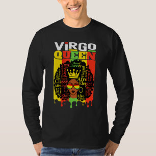 Camiseta Virgem Rainha Zodiac Estilo Afro Cabelo Abençoado 
