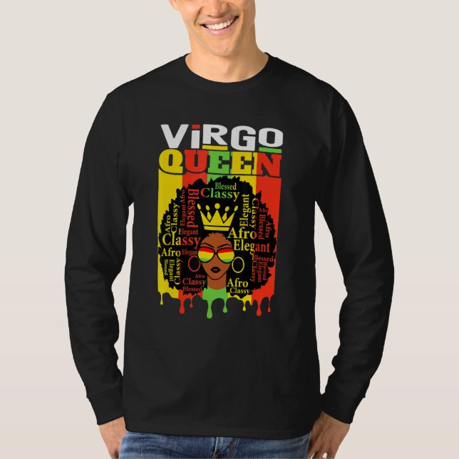 Camiseta Virgem Rainha Zodiac Estilo Afro Cabelo Abençoado  (Frente)