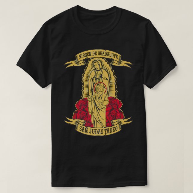 Camiseta Virgen de Guadalupe con San Judas Tadeo Premium  (Frente do Design)
