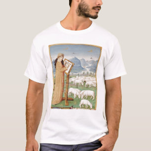 Camiseta Virgil escrevendo em um campo dos carneiros e das