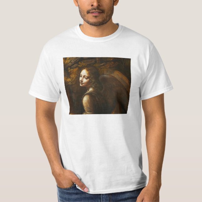 Camiseta Virgin de Leonardo da Vinci do anjo das rochas (Frente)