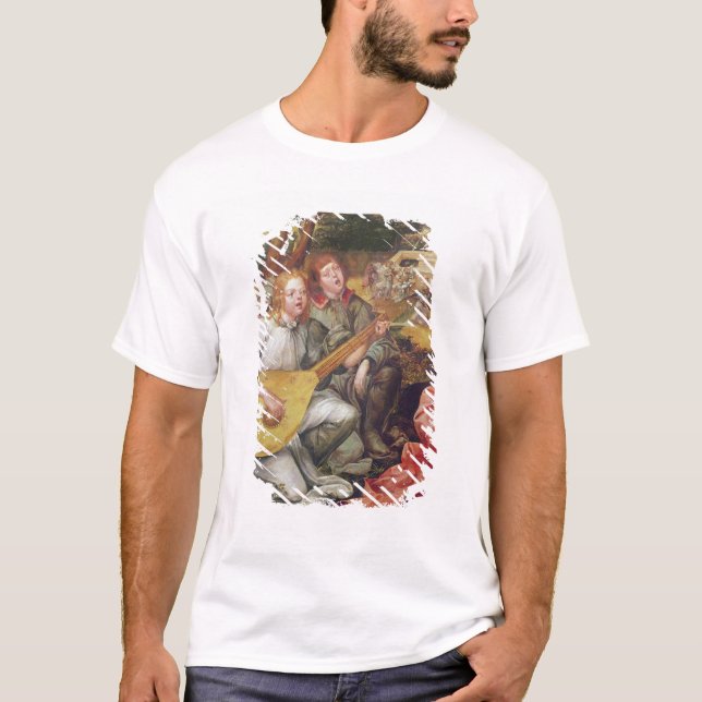 Camiseta Virgin e criança com anjos (Frente)