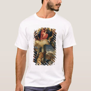 Camiseta Virgin e criança com músicos e santos do anjo