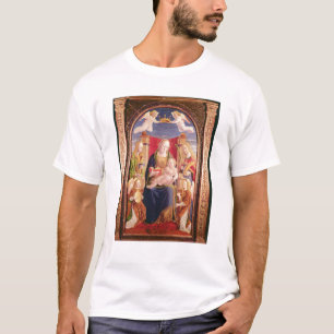 Camiseta Virgin e criança com músicos e santos do anjo