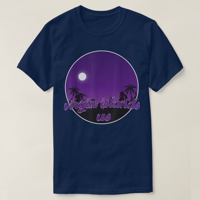 Camiseta virgin islands us By night with Palms T-Shirt (Frente do Design)