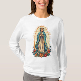 Camiseta Virgin of Guadalupe Women's Long Sleeve Tee Shirt
