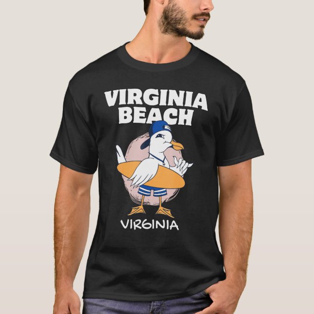 Camiseta VIRGINA BEACH Surfing Vintage Seagull Retro (Frente)