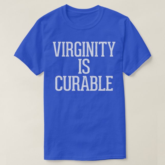 Camiseta Virgindade é Design de Tipografia Humorística Curá (Frente do Design)