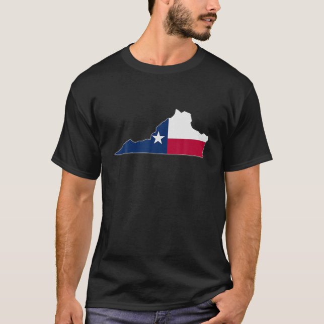 Camiseta VIRGINIA ESTADO MAPA TEXAS TX Flag Raízes Men G (Frente)