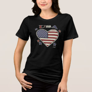 Camiseta Virginia Wright Heart Flag EUA Tri-Blend