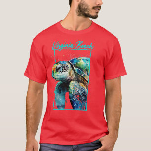 Camiseta Virgnia Beach Watercolor Sea Turtle Retrato