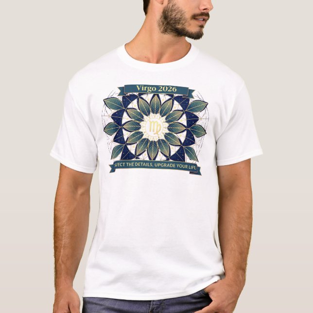 Camiseta Virgo 2026 Geometric Virgo Symbol Mandala | Refine (Frente)