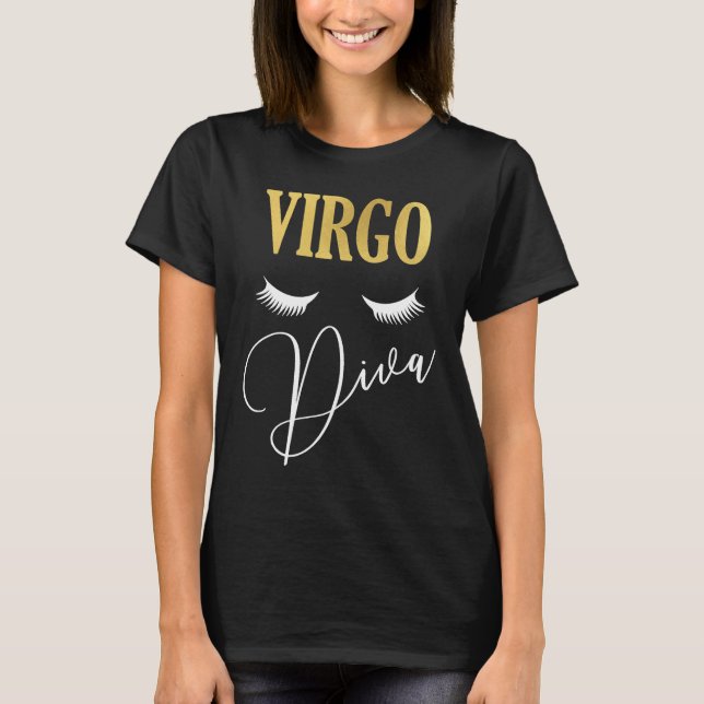 Camiseta Virgo Diva Zodiac Birthday Horoscope August Queen (Frente)