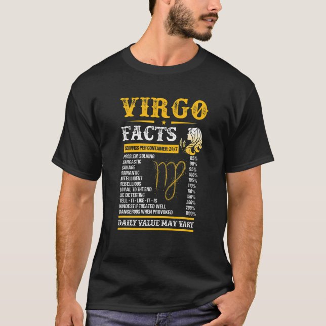 Camiseta Virgo Fatos Zodiano Sinais Engraçados Virgo Zodi (Frente)