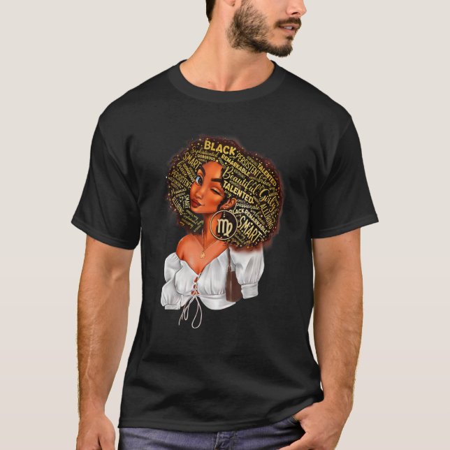 Camiseta Virgo Girl Birthday Melanin Afro Queen Para Black  (Frente)