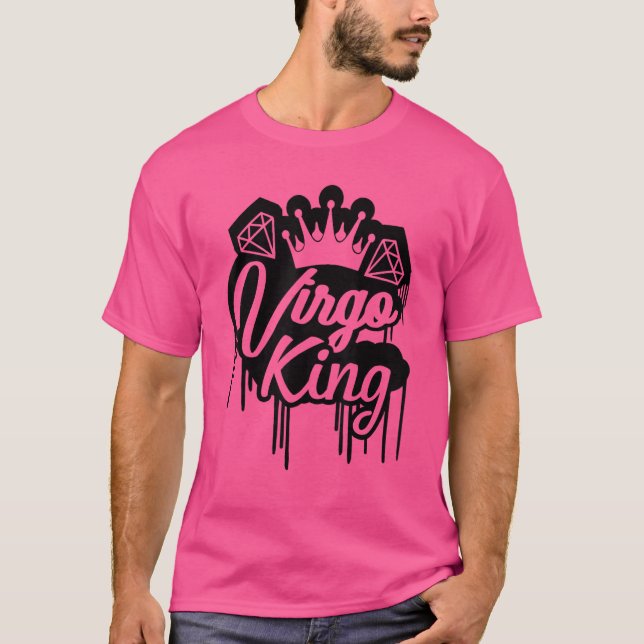 Camiseta Virgo King Zodiac Sinal Derrubando Coroa Astr (Frente)