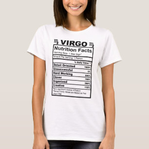 Camiseta Virgo Nutrição Fatos Zodiac Sinal Horoscópio - 